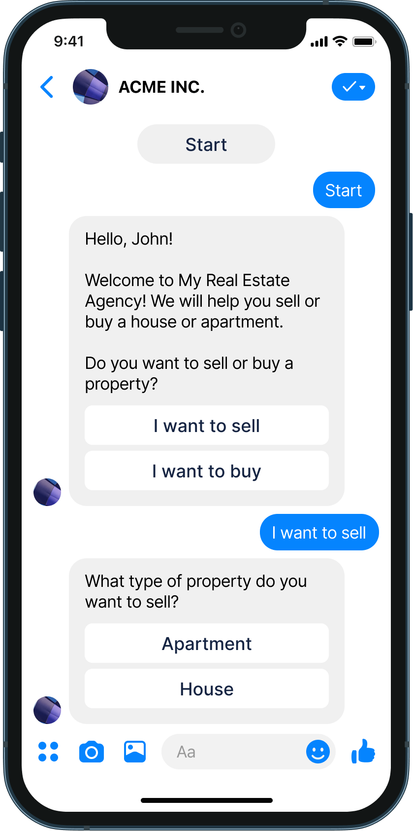 Buy & Sell Property Chatbot chatbot example