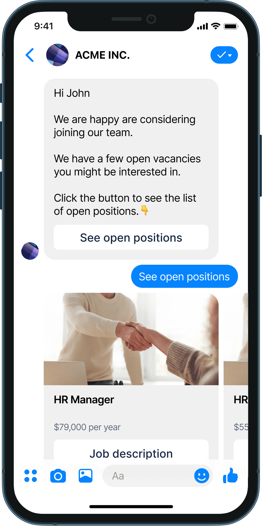 Recruitment ads chatbot example