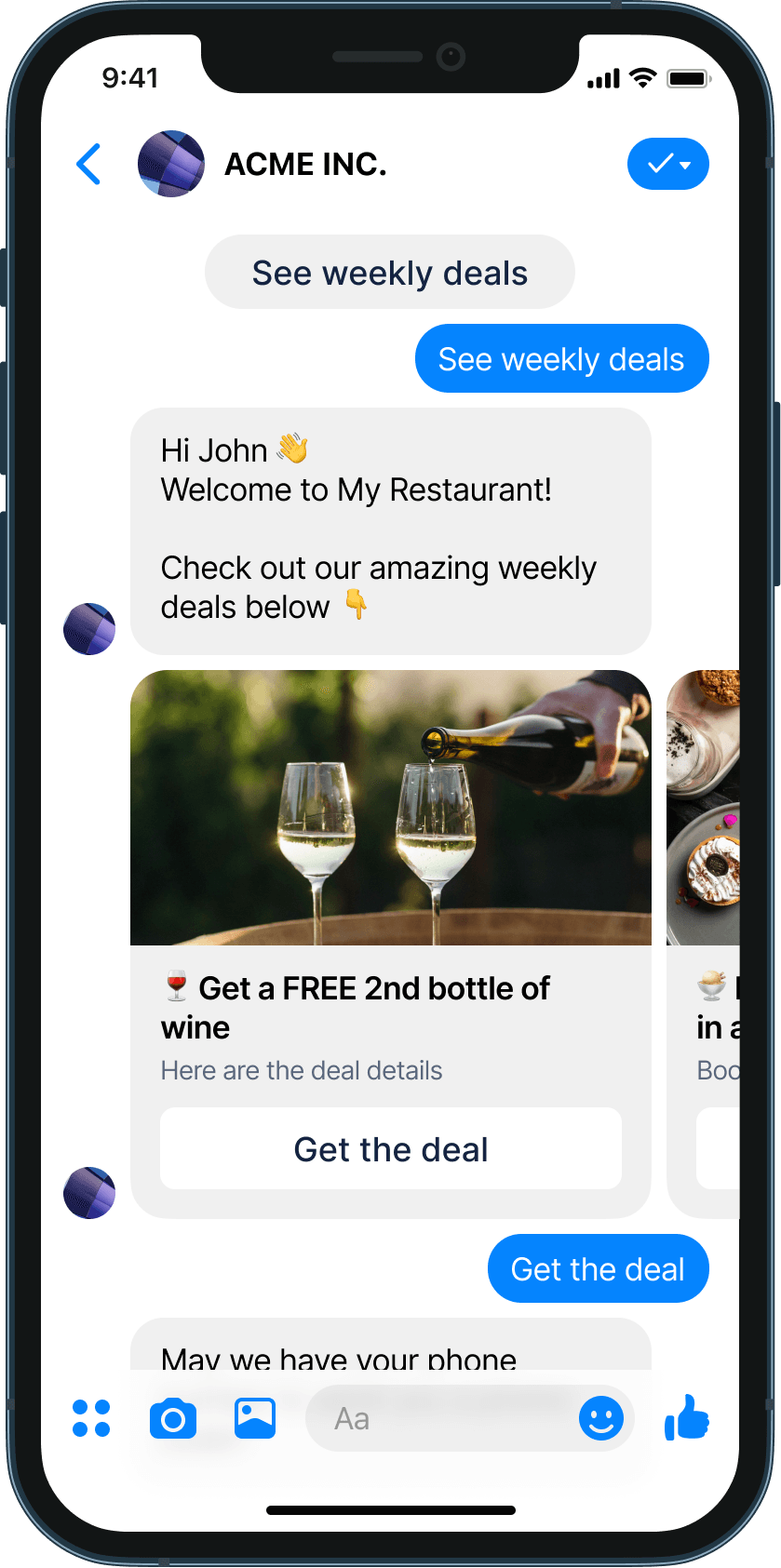 Discounts and offers chatbot example