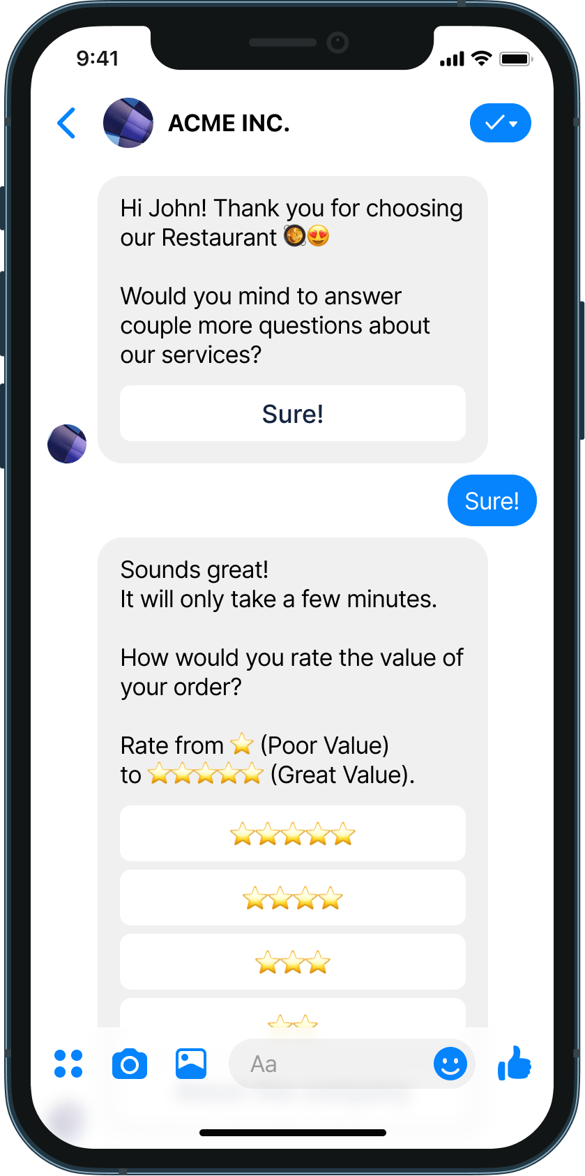 Collecting feedback from comments chatbot example