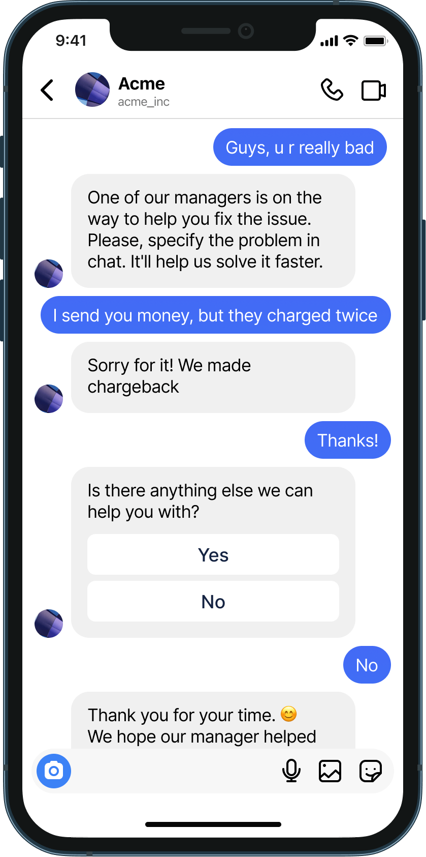 Feedback management chatbot example