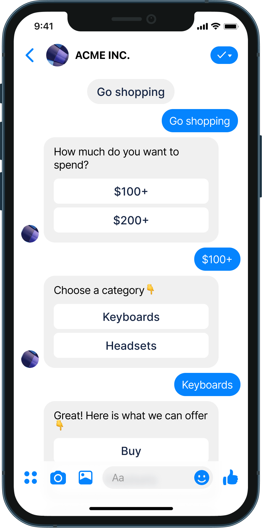 Combo offers chatbot example