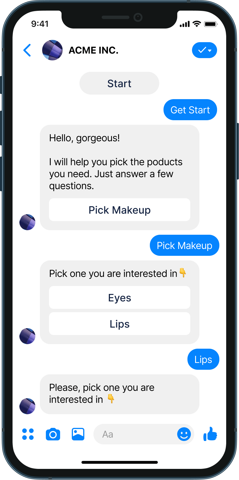 Personal shopping assistant chatbot example