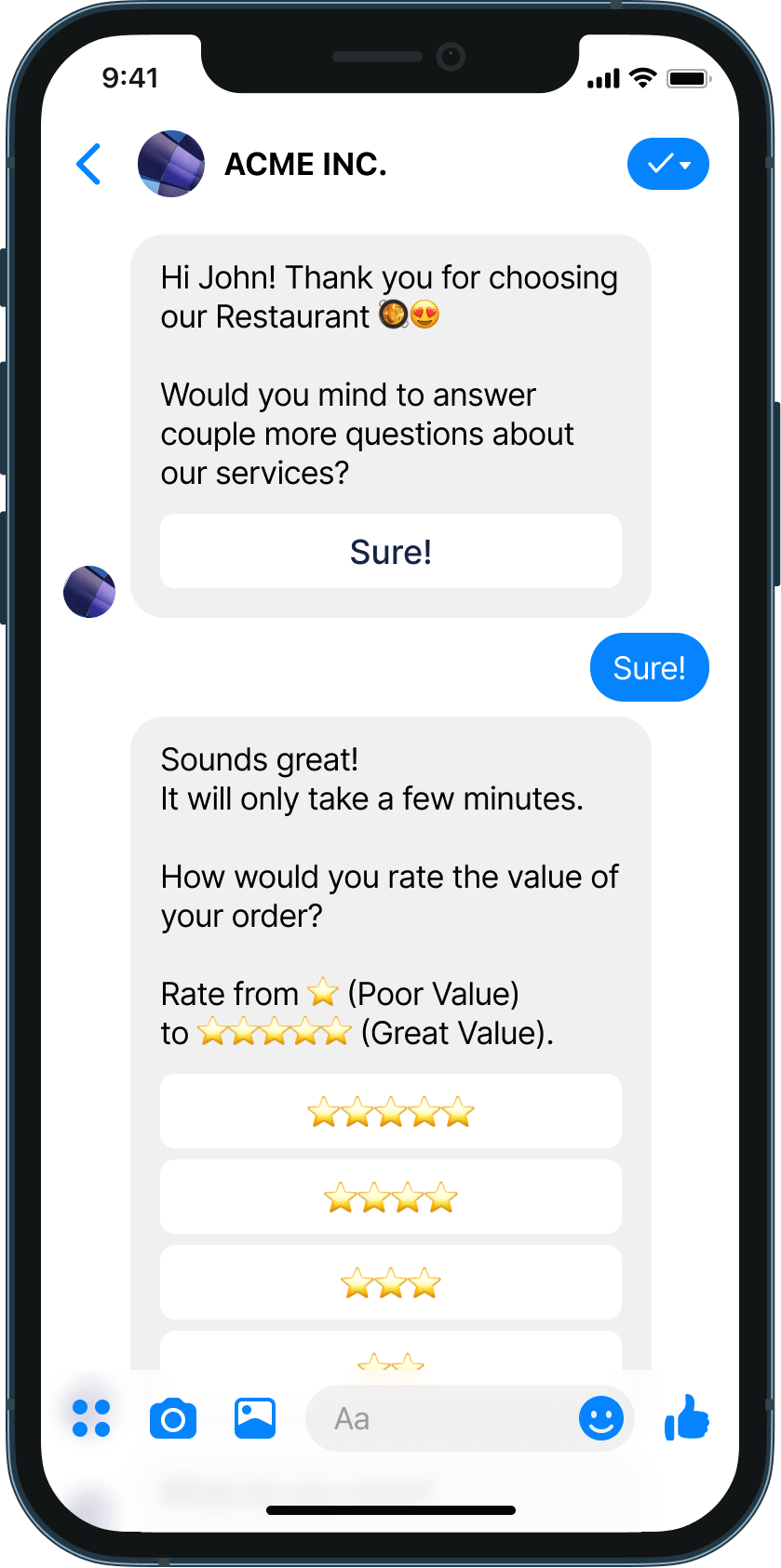 Collecting feedback from comments chatbot example