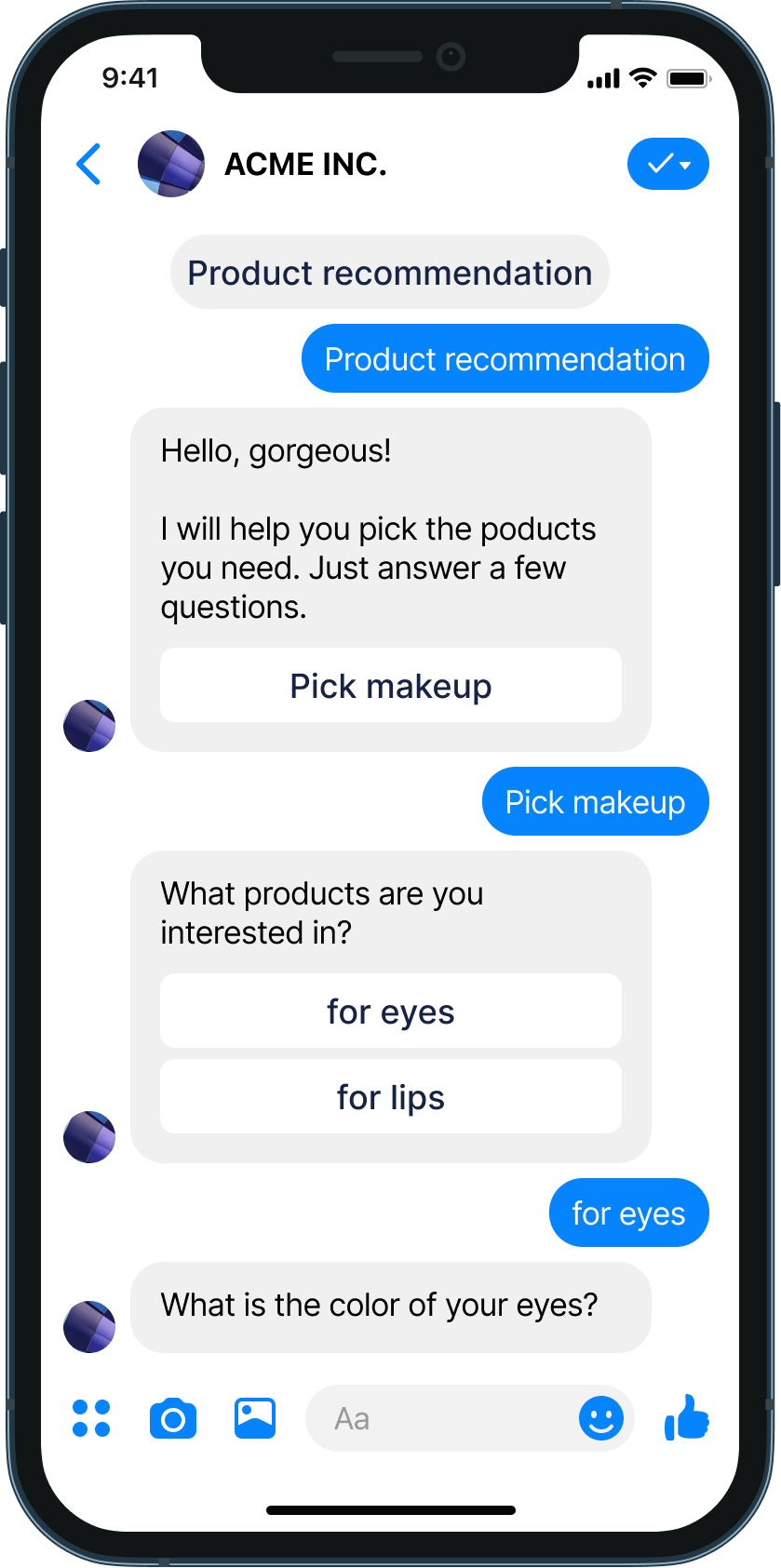 Beauty product recommendations chatbot example
