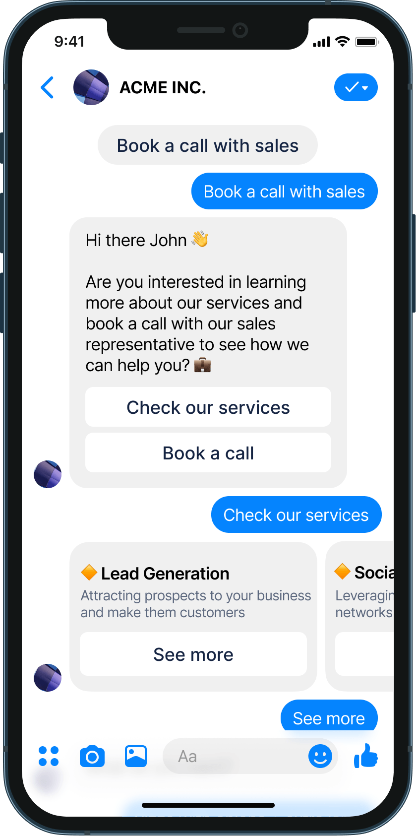 Sales lead qualification chatbot example