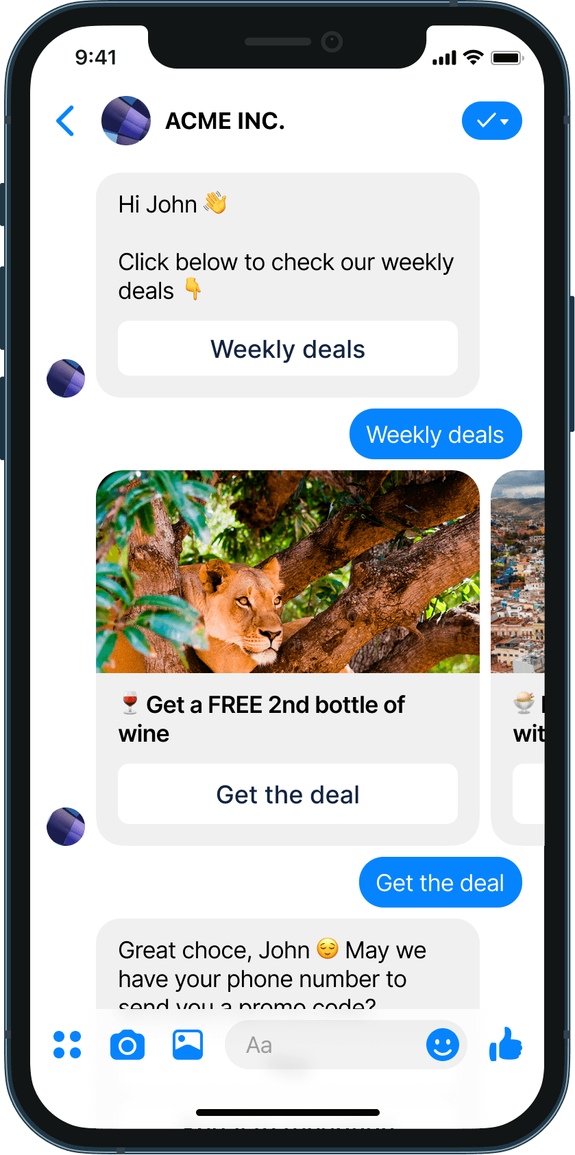 Restaurant deals chatbot example