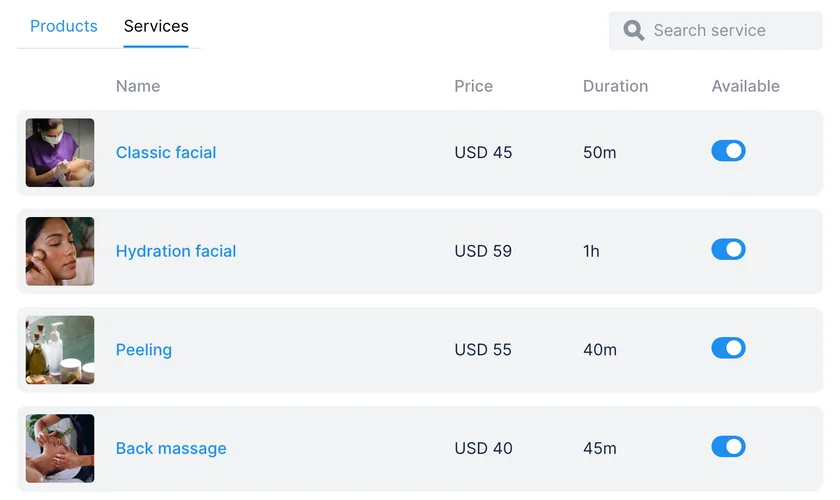 Catalog with four services added by the AI Co-pilot