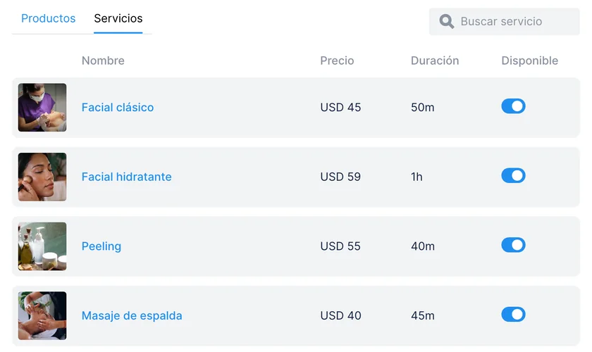 Catálogo con cuatro servicios agregados por el AI Co-pilot