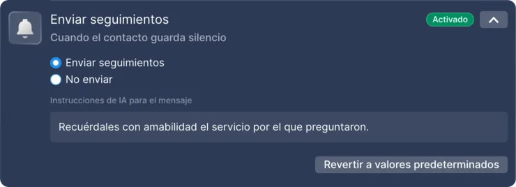 Ajuste de seguimientos activado en los mensajes directos de Instagram