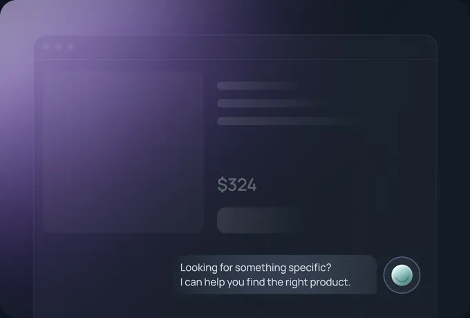 A product page with the chat widget offering help