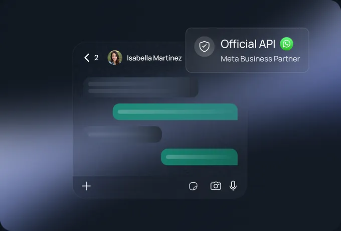 WhatsApp chat with the Official API, Meta Business Partner badge
