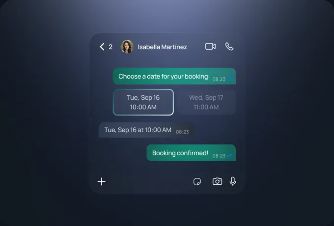 A customer picks a date in WhatsApp and gets a booking confirmation