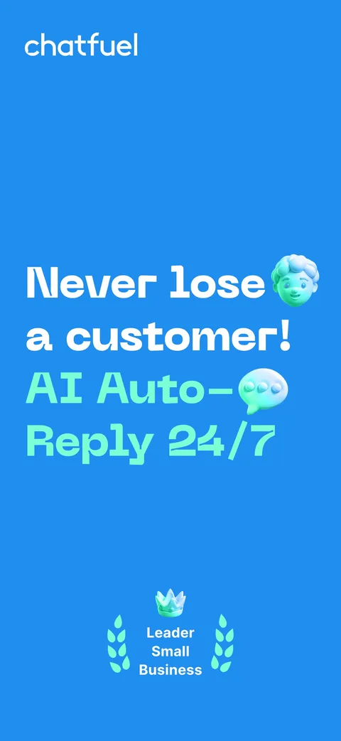 Capa do app do Chatfuel: não perca nenhum cliente, respostas automáticas com IA 24/7