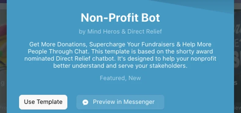 Non-Profit Bot template based on the Direct Relief chatbot